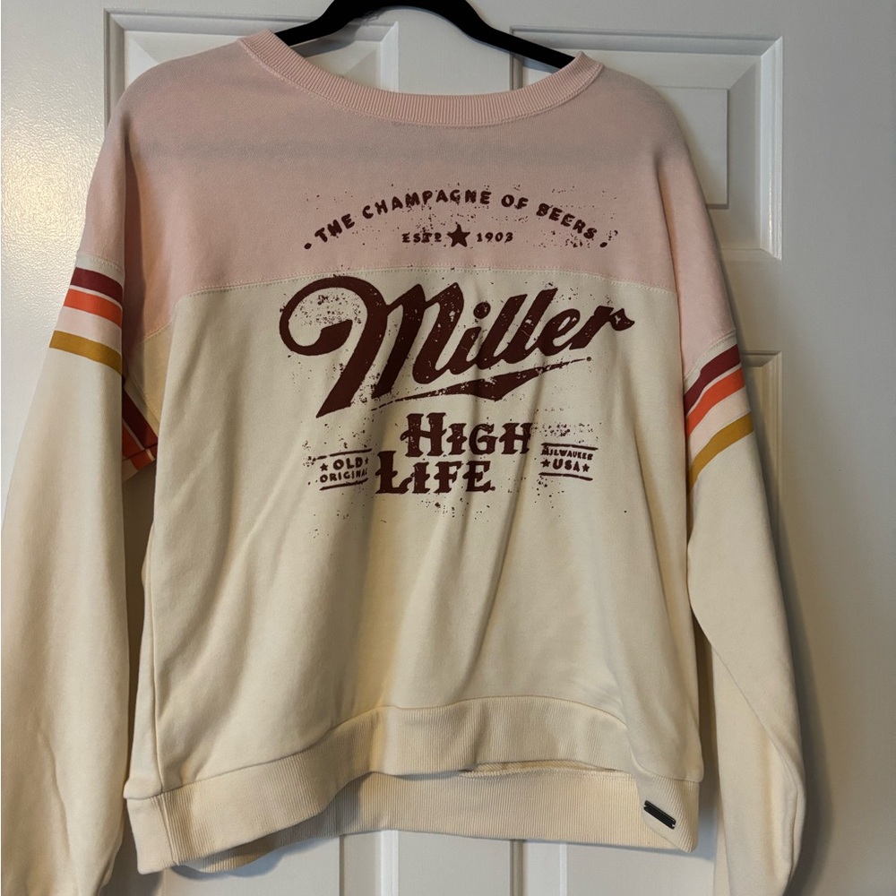 Miller High Life Sweatshirt - Pink and Cream
